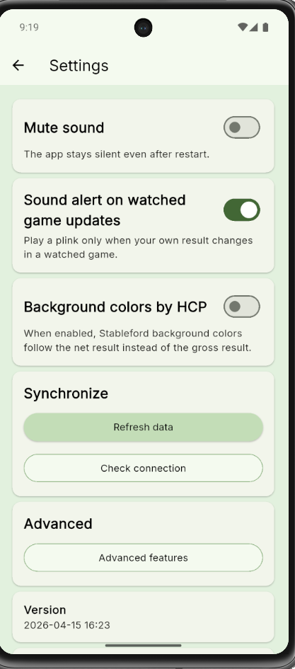 Settings screen preview