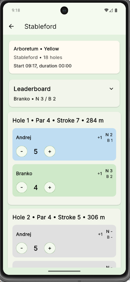 Stableford game screen preview